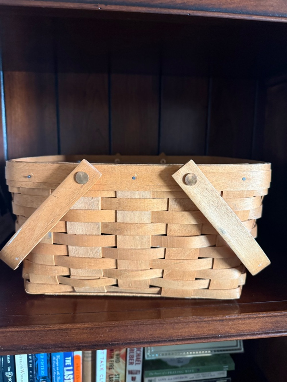 Longaberger Cake basket with plastic protector and wood divider/shelf